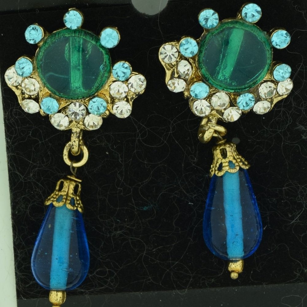 Earrings and Necklace Set Studs/Pierced Blue Teal